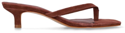Manfield - Dames - Bruine suède hak slippers - Maat 40