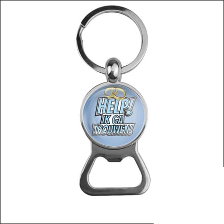 Bieropener Glas - Help Ik Ga Trouwen - Blauw