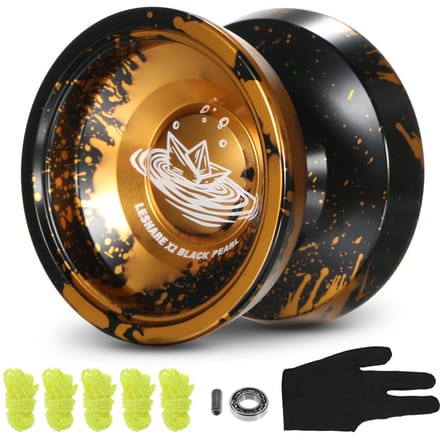 Boule Yoyo en aluminium, cadeau Yo Yo compétitif avec cordes de roulement et gant noir/doré