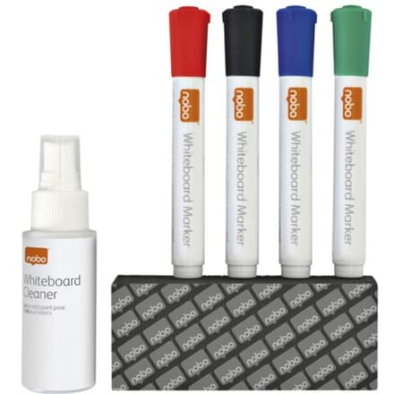 Nobo Whiteboard Droog Reiniging Starterkit - 1 Spray - 4 Stiften - 1 Wisser