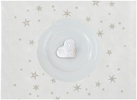 Placemat - VIER placemats Kerst - Room Wit met gouden sterren - textiel - 35 x 48 cm