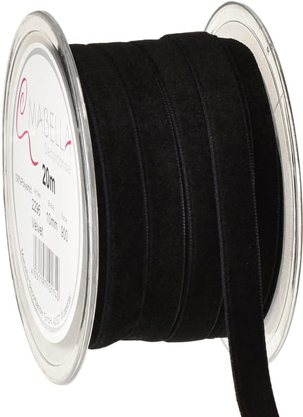 Fluwelen lint decoratief lint fluweel zwart 10mm 20m