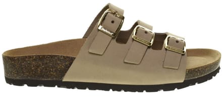 Dames Instap Slippers Taupe Leder Bionatura maat 42