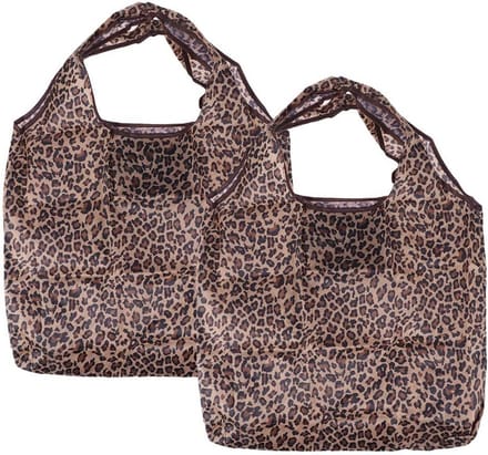 Foldable Shopping Bag - 2 Stuks - Herbruikbare Vouwbare Tas - Grote Waterdichte Winkel Tas - Leopard Print
