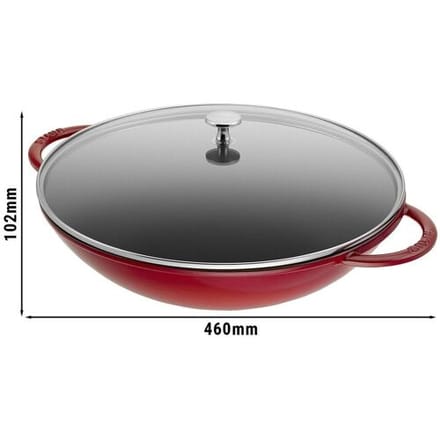 STAUB SPECIALITIES - Wok met glazen deksel - Ø 370mm - Gietijzer - Kersenrood