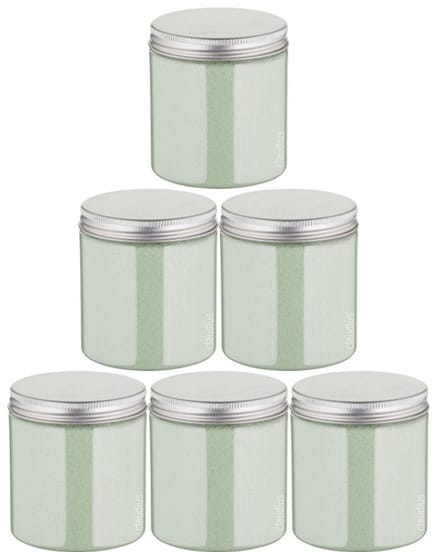 Scrubzout Dennen - 300 gram - Pot met aluminium deksel - set van 6 stuks - Hydraterende Lichaamsscrub