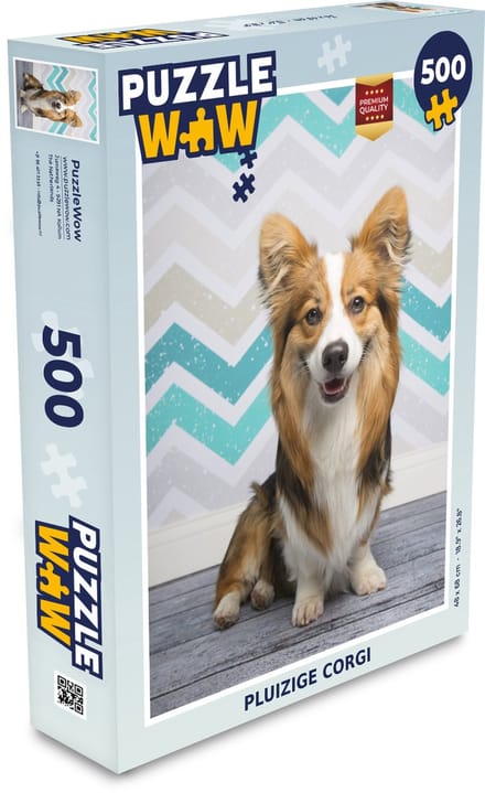 Puzzel Pluizige corgi - Legpuzzel - Puzzel 500 stukjes
