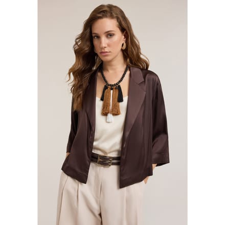 Motivi Stretch Satin Deconstructed Jacket Brown Taglia: 42 | Blazers Outlet | Donna | Marrone