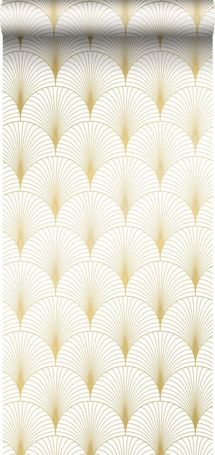 ESTAhome behang art deco motief wit en goud - 53 cm x 10.05 m - 139456