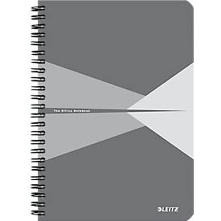 Leitz Office collegeblok, A5-formaat, 90 vierkante vellen, 360° openend, spiraalbinding, kartonnen omslag, FSC®-gecertificeerd, grijs