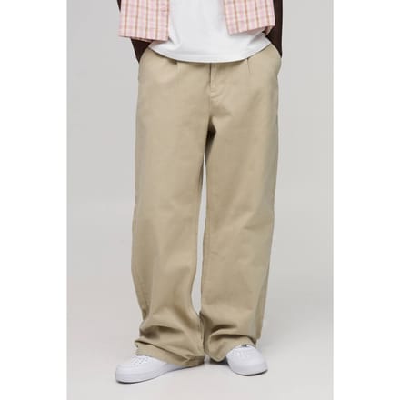 Plus Wide Fit Broek met Half & Half Tailleband van gewassen twill | Taupe | Size Large