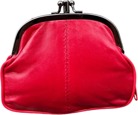 THL Design - Dames Knip Beurs - Beursje Medium - Portemonnee Dames - Leer - Rood