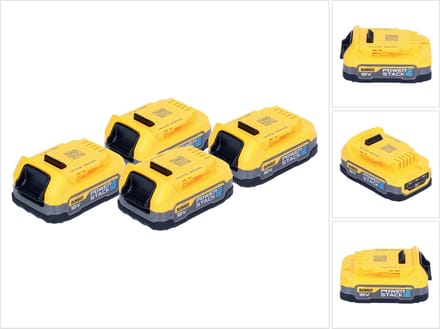 DeWalt accuset DCBP 034 E4 4x Powerstack-accu 18 V 1,7 Ah / 1700 mAh XR Li-Ion - met laadniveau-indicator