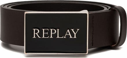 REPLAY Leren riem Leather Belt W85 Black Brown donkerbruin