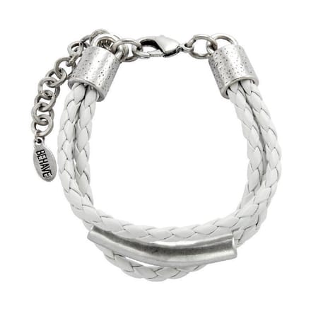 Behave - Armbandje imitatieleer wit - Stoer accent - Neutrale look