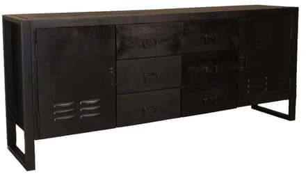 Dressoir mangohout 200cm zwart Jazzy duurzaam mango kast