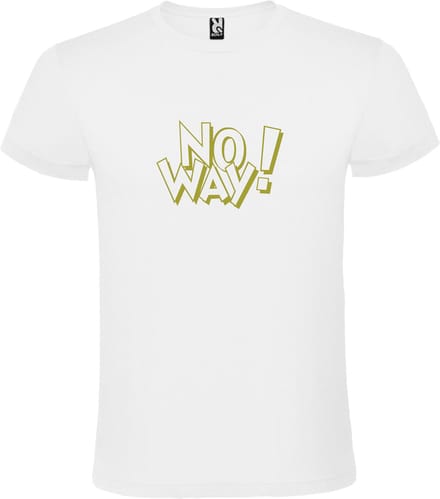 Wit T-shirt ‘No Way!’ Goud Maat S