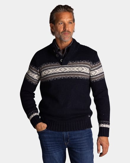 New Zealand donkerblauw trui normale fit geprint