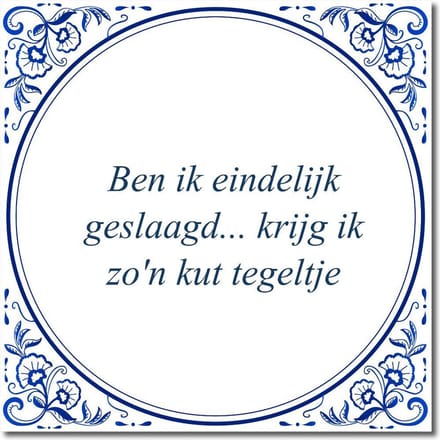 Tegeltje met standaard - Ben ik eindelijk geslaagd... krijg ik zo'n kut tegeltje