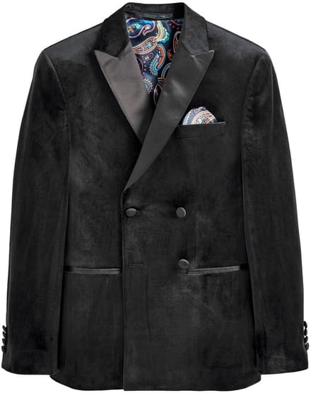 Next - Heren - Slim-fit fluwelen blazer met dubbele rij knopen - Regular - Zwart