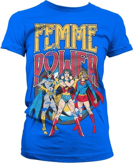 DC Comics Femme Power Girly T-shirt voor dames, blauw