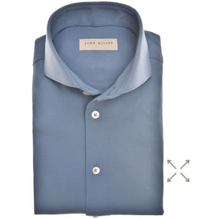 John Miller Overhemd Slim-Fit Plain Hyperstretch Midden Blauw / male
