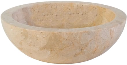 Volledig Gepolijste Waskom van Steen – Crème Marmer – 35x12 cm