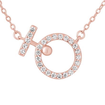 Cirkel ketting - zirkoniumoxiden - roze vergulde zilver