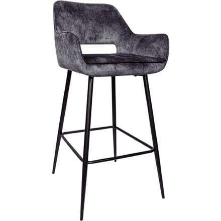 PTMD Fallon Velvet Barkrukken - 61x53x105 cm - Antraciet - Set van 2