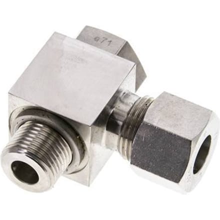 12S & M18x1.5 RVS Swivel Joint Snijringkoppeling Buitendraad 400bar Draaibaar ISO 8434-1