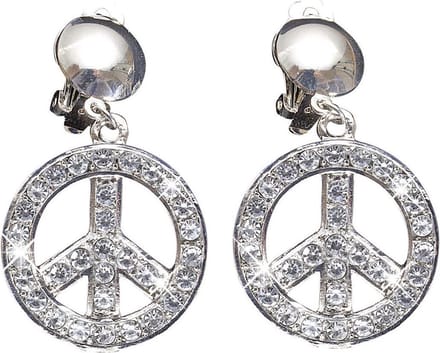 Hippie oorbellen peace diamantjes