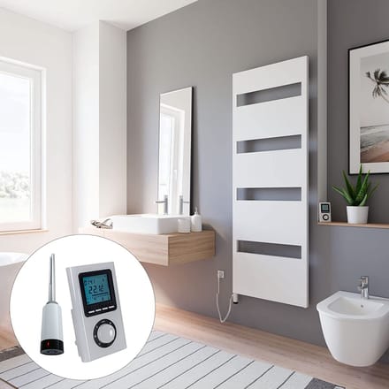 Schulte TURIN - elektrische designradiator - 60x170cm - wit - digitale remote aansluiting links - 600 Watt