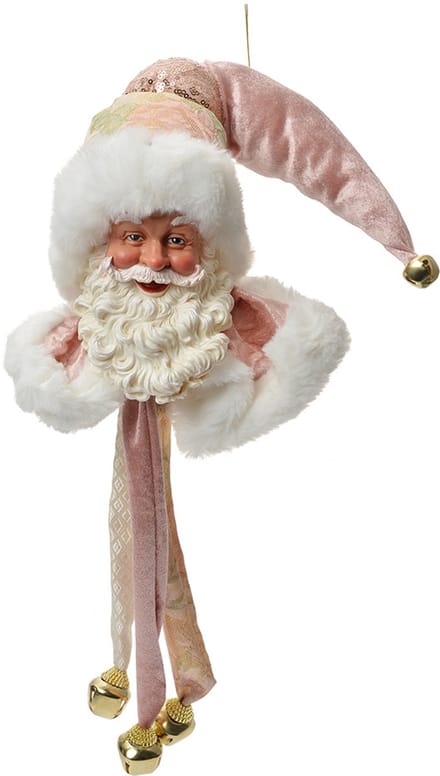 Clayre & Eef Kersthanger Kerstman 70 cm Roze Textiel
