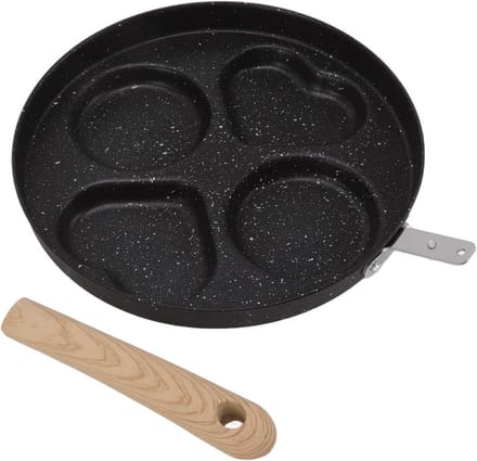 Eierkoekenpan - Pannenkoekenpan Omeletpan - Ontbijt Maken - Vier Kops Indeling - 40.8x24.6cm - Zwart