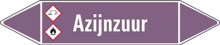 Azijnzuur leidingmarkering op vel - basen 126 x 26 mm - 5 per vel