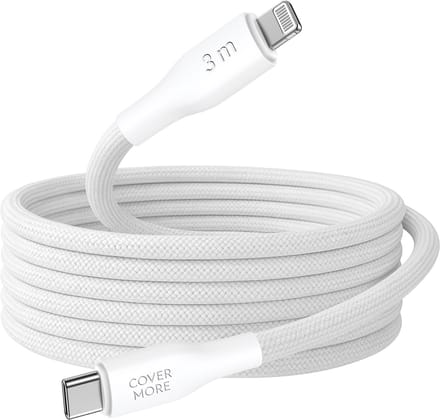 Lange usb C naar Lightning kabel - 3 meter - Oplaadkabel geschikt voor iPhone 14 13 12 11 x - Snellader - Datakabel - Power delivery - Stevig - Wit