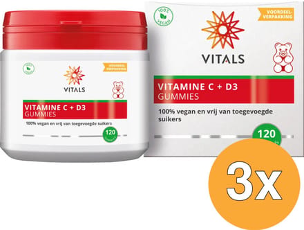 3x Vitals Vitamine C + D3 Gummies (120 gummies)