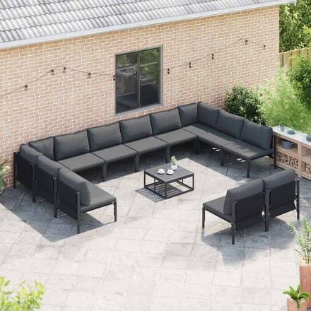vidaXL - Tuinbank - Set - 13 - st - Zwart - Staal