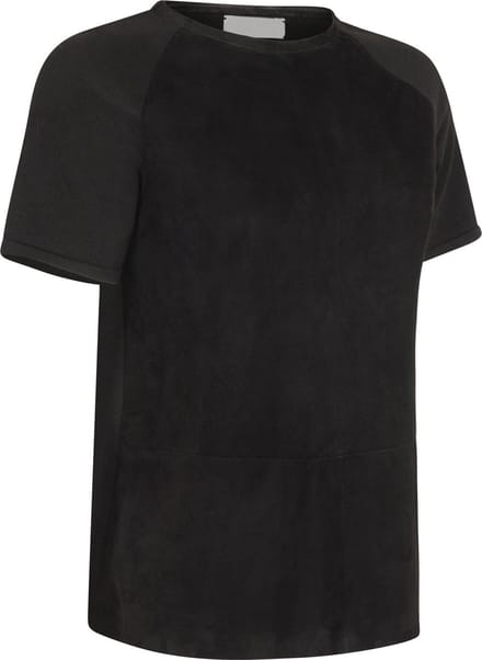 ELLIS SUEDE LEREN T-SHIRT- ZWART- MAAT M (38)