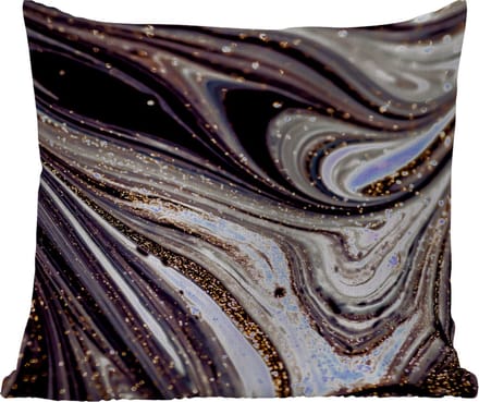 Tuinkussen - Marmerlook - Zwart - Goud - Wit - Glitter - Marmer - 40x40 cm - Weerbestendig