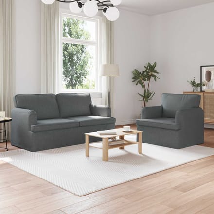 vidaXL Bankstel 2 pcs Donkergrijs 162 x 80 x 85 cm Stof