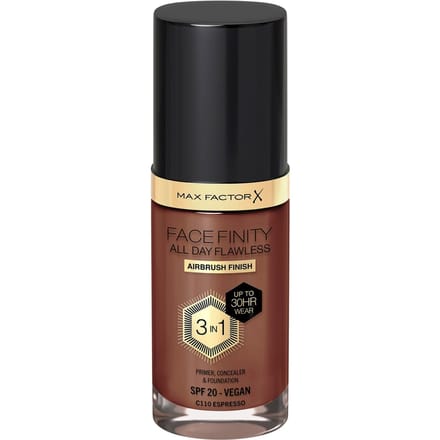 Max Factor Facefinity All Day Flawless 3 in 1 Vegan Foundation 30ml (Various Shades) - C110 - ESPRESSO