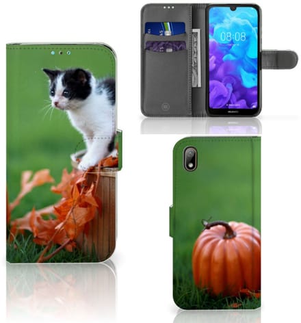 Huawei Y5 (2019) Telefoonhoesje met Pasjes Kitten