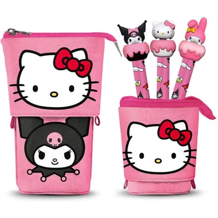 Karactermania - Hello Kitty Speels - Schattige Pennenzak - 3 Uitwisbare Gelpennen - Roze