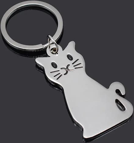 New Age Devi - Zilverkleurige kat sleutelhanger I RVS - Schattige katten keychain