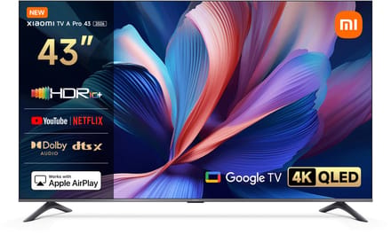 Xiaomi TV A Pro 2026 43 inch | 4K QLED Google TV | HDR10+ & Filmmaker Mode | 120Hz gaming | Dolby Audio & DTS-X | 94% DCI-P3 | AirPlay, Google Cast & Miracast | Google Assistant