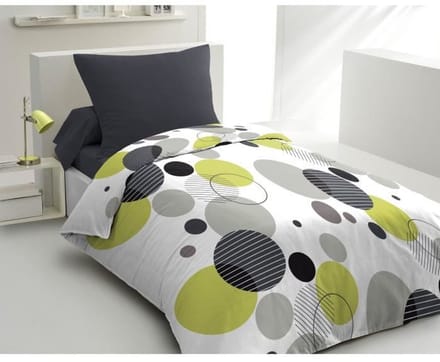 Set microvezel beddengoed - BULLES DE REVE - overtrek 140 x 200 cm + 1 kussensloop 63 x 63 cm - Grijs