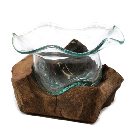 Gesmolten glas op hout - Fancy Zoete Kom op Hout