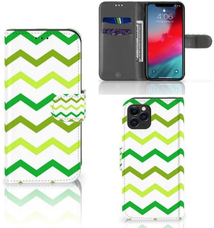 Apple iPhone 11 Pro Telefoon Hoesje Zigzag Groen