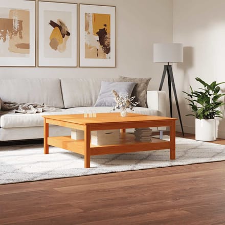 vidaXL - Salontafel - 100x100x40 - cm - massief - grenenhout - wasbruin
